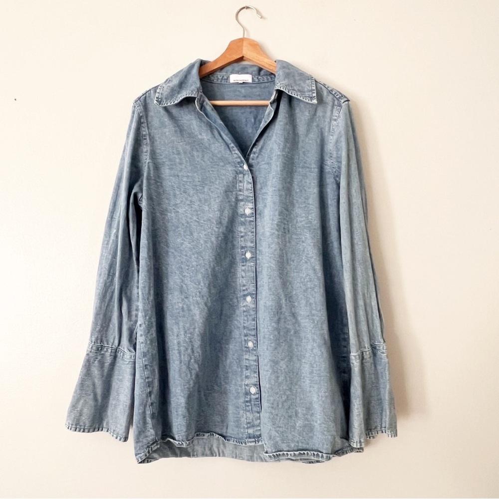 We Wore What Women's Denim Button Front Top Shirt Size XS